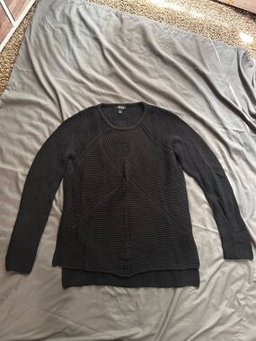 a.n.a Black Textured Ribbed Crew Neck Sweater